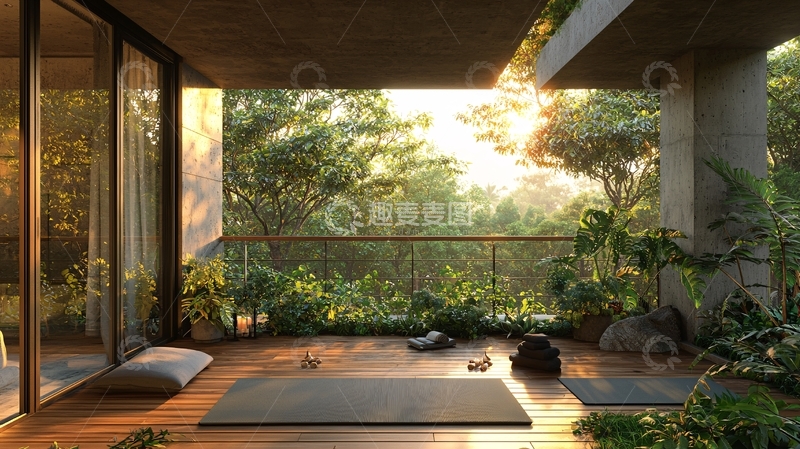 高清大图下载【趣麦麦图】阳台瑜伽室