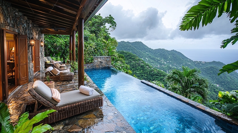 高清大图下载【趣麦麦图】度假别墅泳池山景