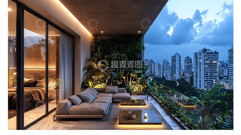 高清大图下载【趣麦麦图】夜景阳台76