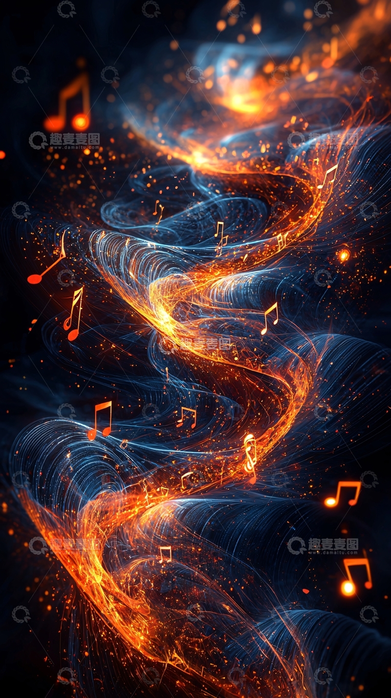 高清大图下载【趣麦麦图】火焰音符