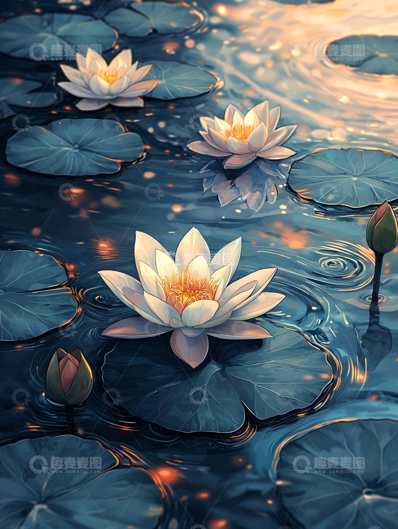高清大图下载【趣麦麦图】水面上的睡莲