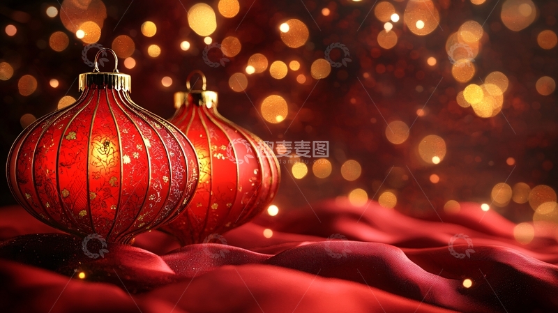 高清大图下载【趣麦麦图】红色圣诞球