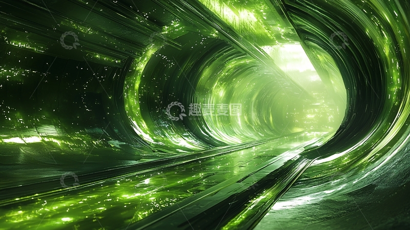 高清大图下载【趣麦麦图】绿色能量隧道