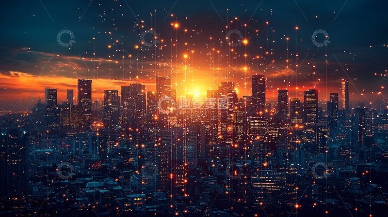 高清大图下载【趣麦麦图】日落城市夜景