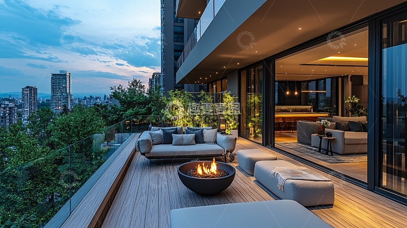 高清大图下载【趣麦麦图】夜景豪宅阳台