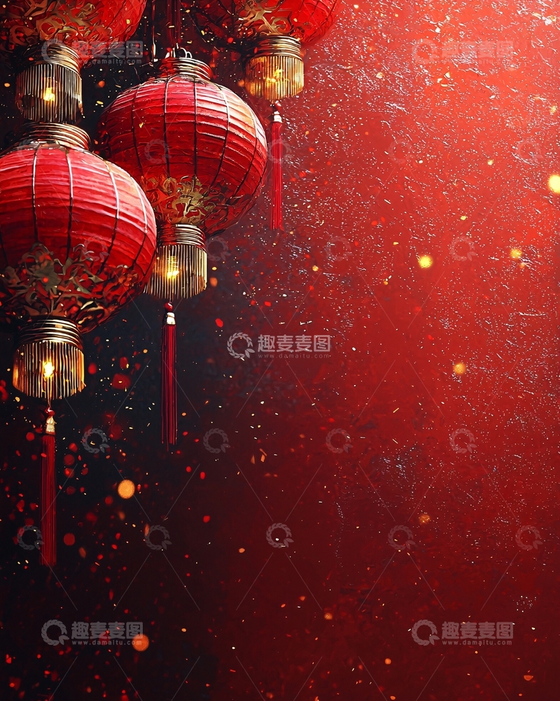 高清大图下载【趣麦麦图】红色灯笼喜庆背景