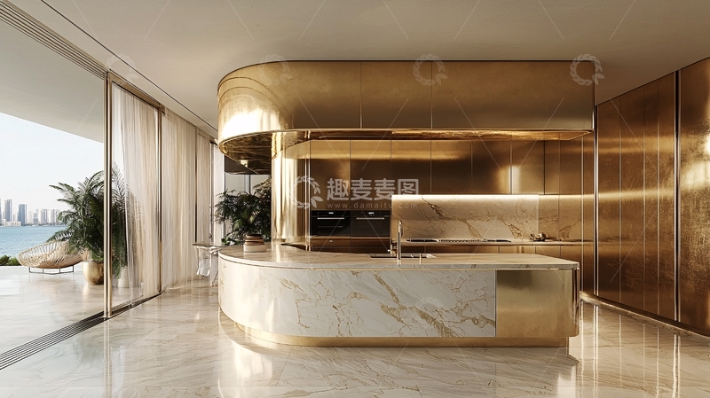 高清大图下载【趣麦麦图】金色系奢华厨房