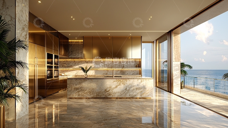 高清大图下载【趣麦麦图】高端海景豪宅厨房