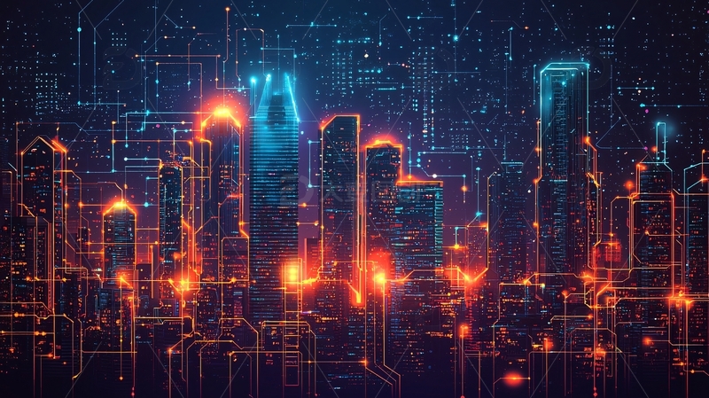 高清大图下载【趣麦麦图】数字城市夜景