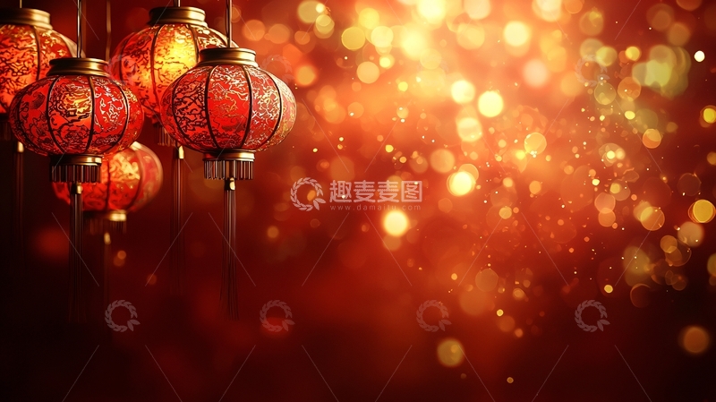 高清大图下载【趣麦麦图】节日灯笼光斑背景