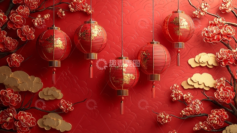 高清大图下载【趣麦麦图】红色喜庆灯笼背景
