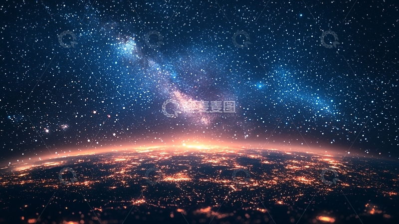 高清大图下载【趣麦麦图】宇宙星空地球夜景