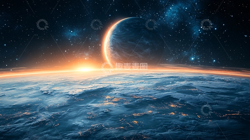 高清大图下载【趣麦麦图】宇宙星球日出