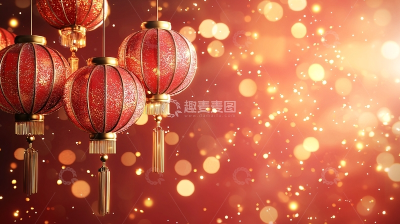 高清大图下载【趣麦麦图】红灯笼喜庆背景