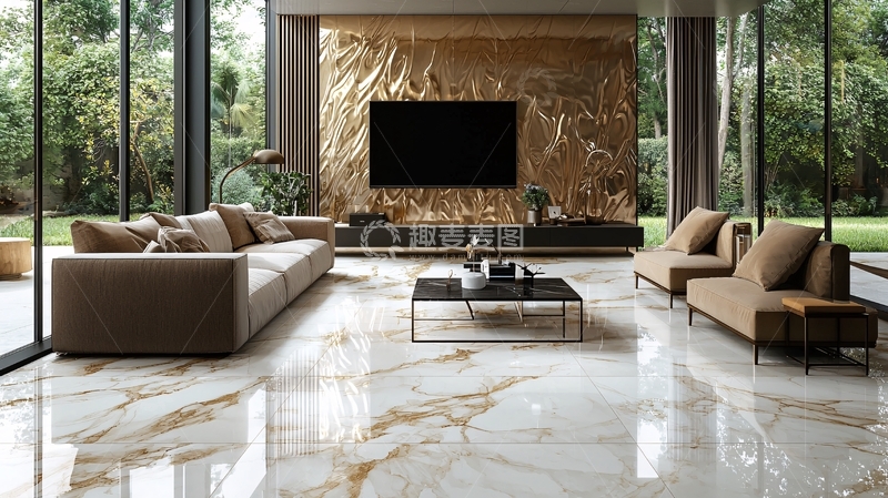 高清大图下载【趣麦麦图】现代轻奢客厅大理石瓷砖