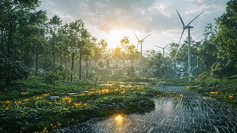 高清大图下载【趣麦麦图】绿色环保风力发电