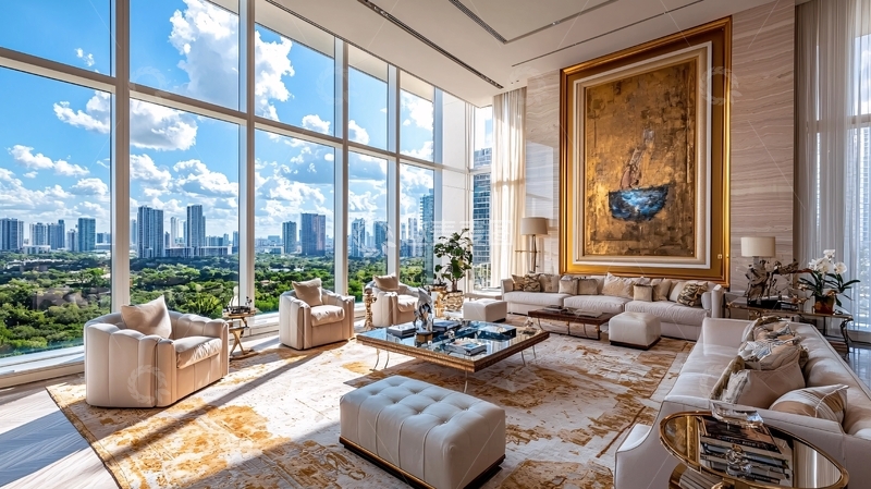 高清大图下载【趣麦麦图】超大落地窗豪宅客厅