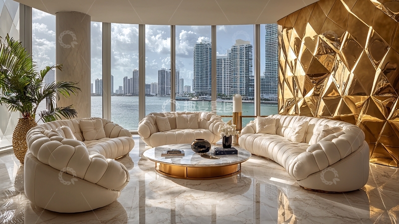 高清大图下载【趣麦麦图】奢华海景客厅