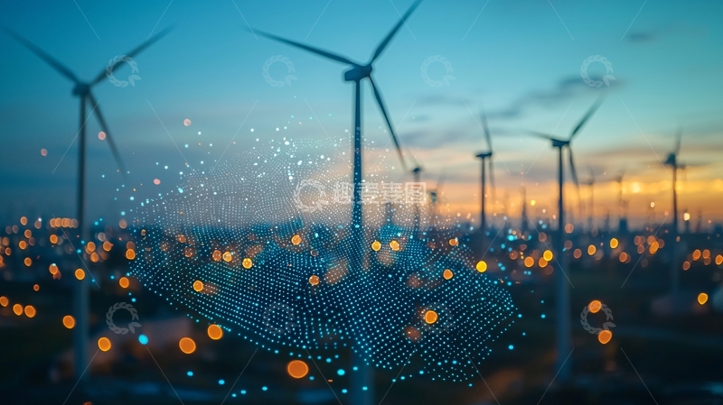 高清大图下载【趣麦麦图】风力发电机田园风光