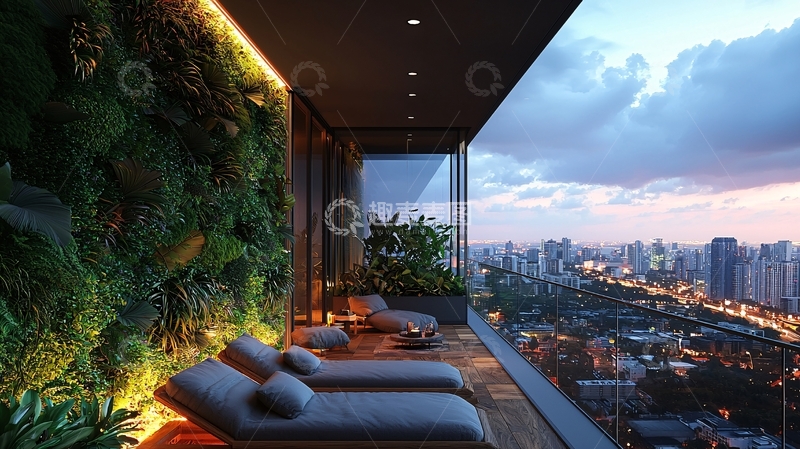 高清大图下载【趣麦麦图】高层公寓阳台夜景