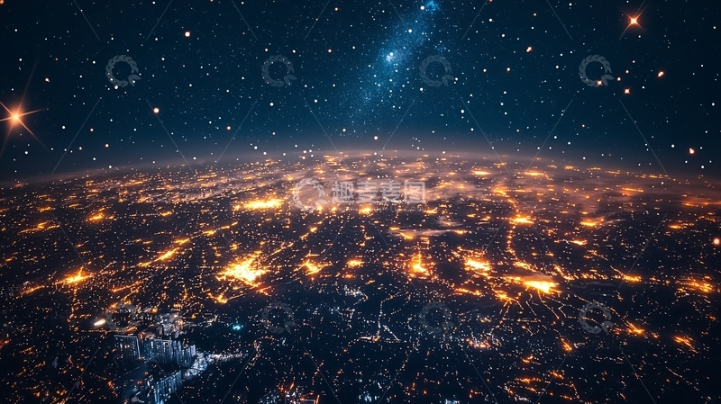 高清大图下载【趣麦麦图】夜空下的地球夜景