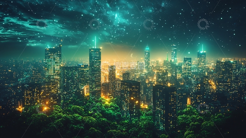 高清大图下载【趣麦麦图】未来科技感城市夜景