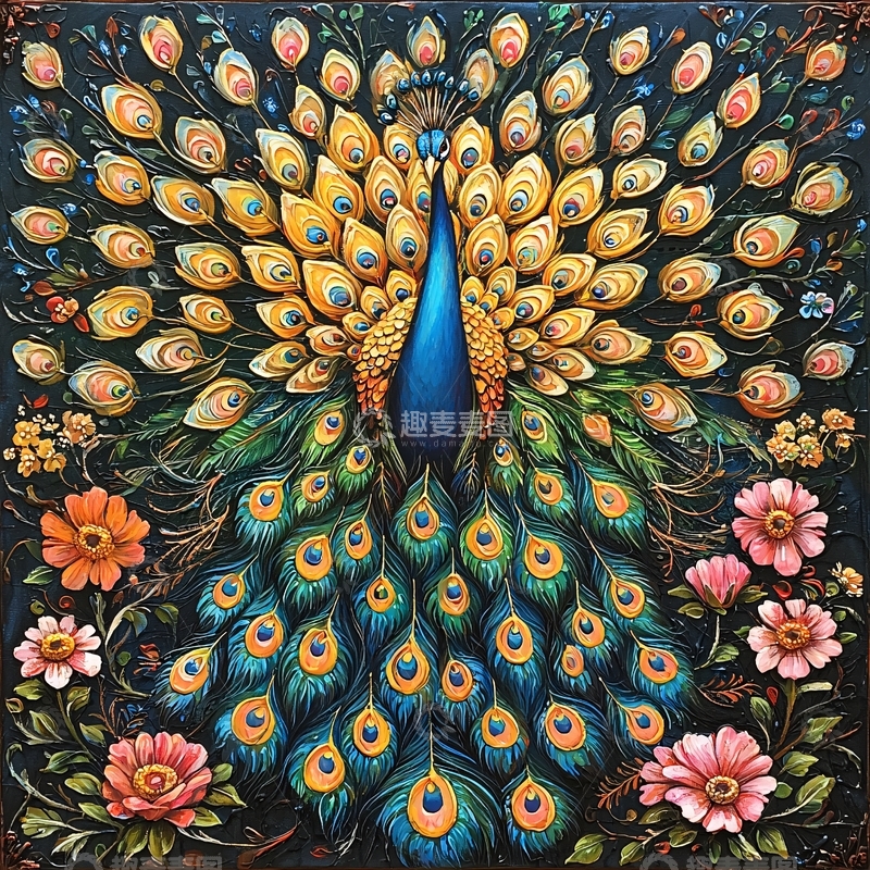 高清大图下载【趣麦麦图】孔雀开屏图