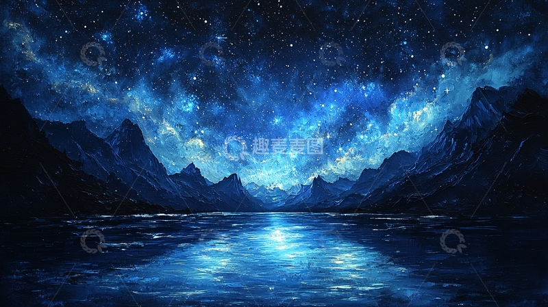 高清大图下载【趣麦麦图】星空山脉湖泊