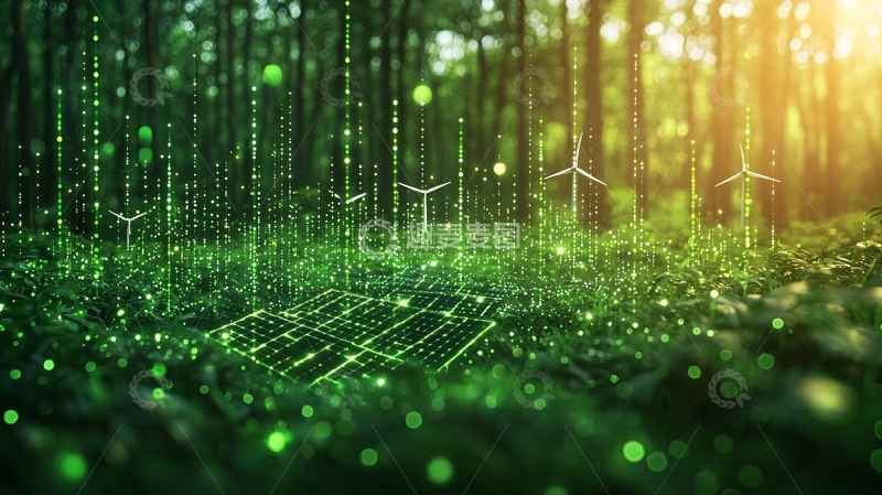 高清大图下载【趣麦麦图】森林风力发电