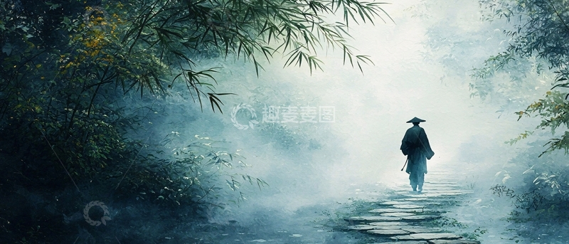 高清大图下载【趣麦麦图】雾中禅意之路