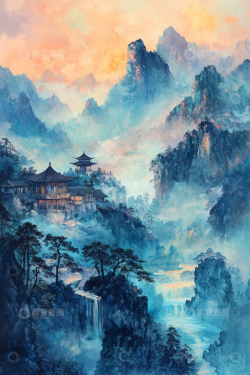 高清大图下载【趣麦麦图】水墨山水画615