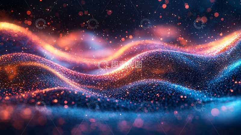 高清大图下载【趣麦麦图】绚丽多彩的粒子波浪