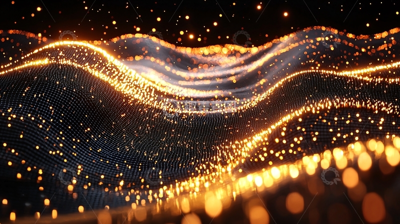 高清大图下载【趣麦麦图】金色粒子波动