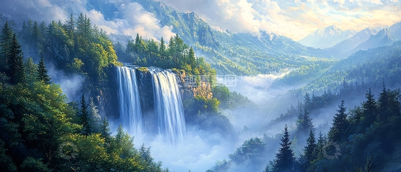高清大图下载【趣麦麦图】梦幻瀑布
