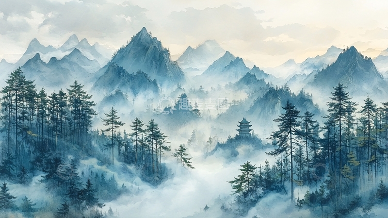 高清大图下载【趣麦麦图】水墨画山水