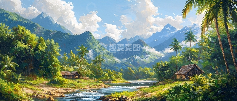 高清大图下载【趣麦麦图】山河田园风光