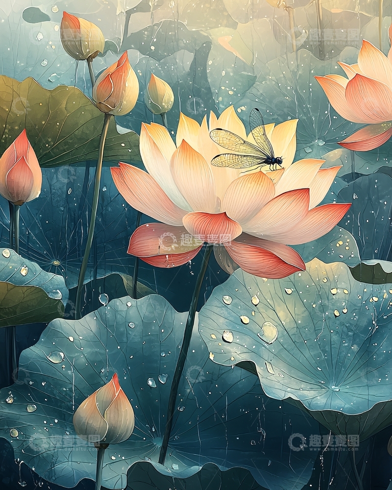 高清大图下载【趣麦麦图】水墨荷花
