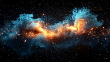 宇宙星云蓝橙色火焰