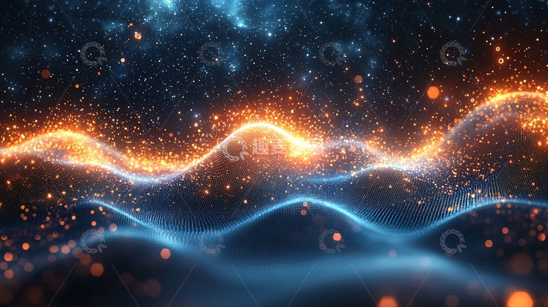 高清大图下载【趣麦麦图】蓝色和橙色能量波浪