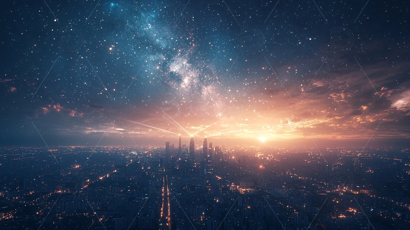 高清大图下载【趣麦麦图】星空下的城市