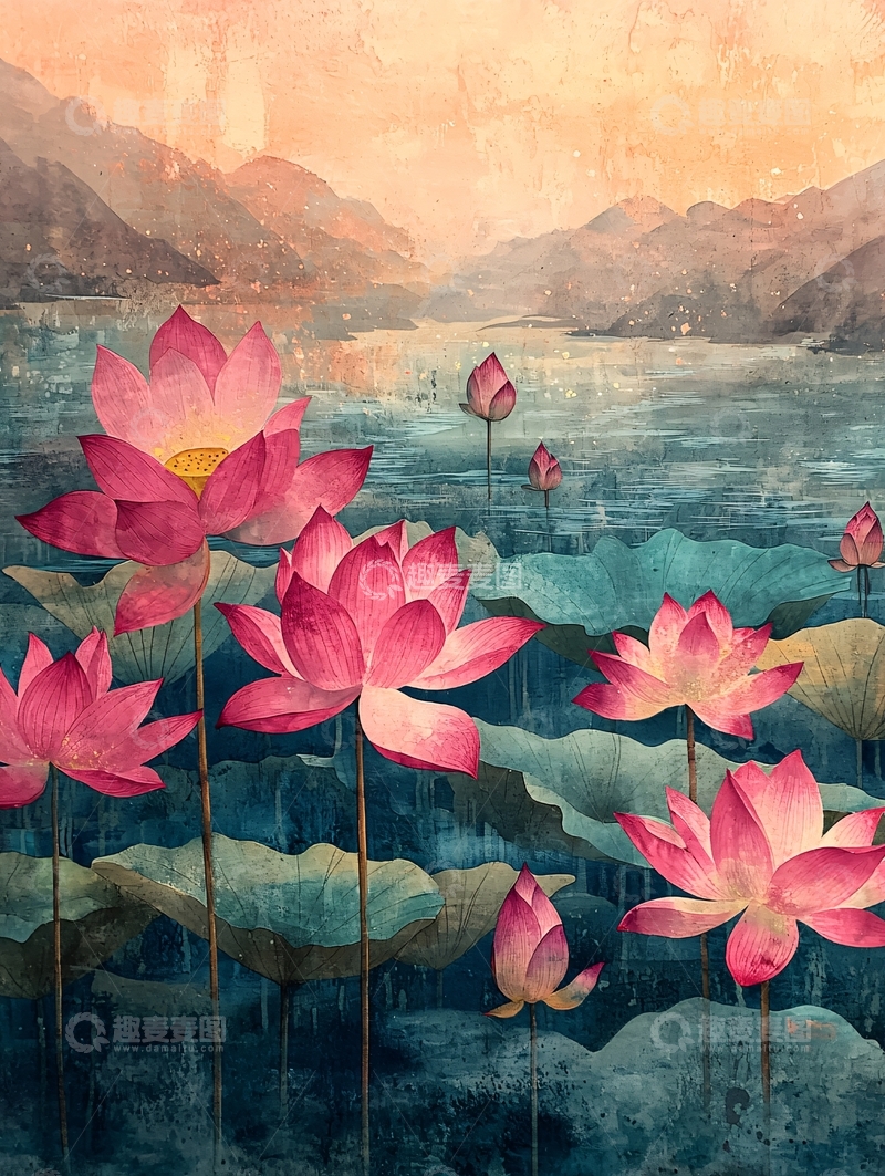 高清大图下载【趣麦麦图】水墨莲花图