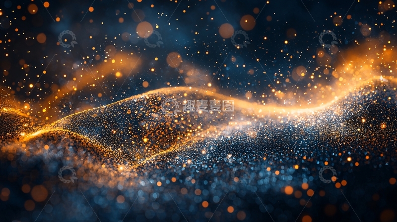 高清大图下载【趣麦麦图】暗金色粒子波浪背景