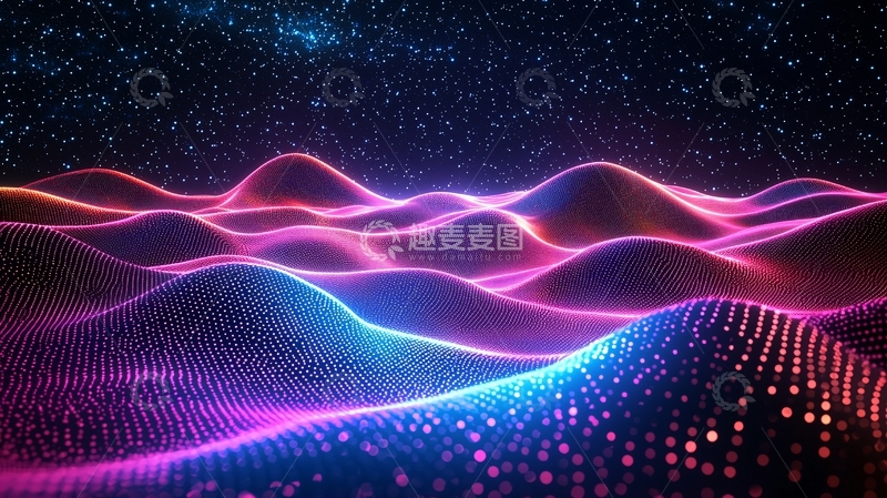 高清大图下载【趣麦麦图】梦幻星空波浪山丘
