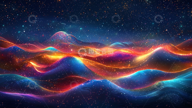 高清大图下载【趣麦麦图】宇宙星云梦幻波浪