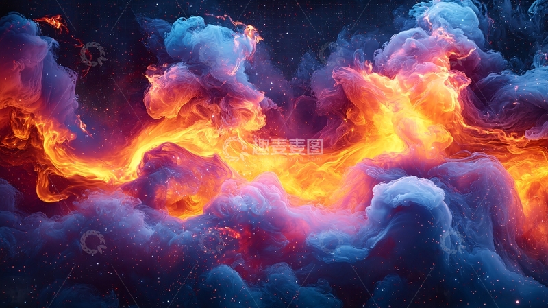 高清大图下载【趣麦麦图】火焰与烟雾的梦幻交融