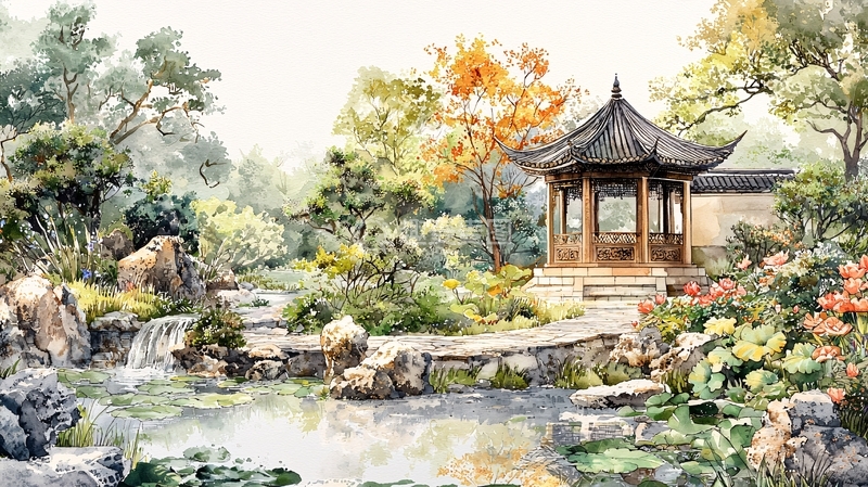 高清大图下载【趣麦麦图】水墨江南园林