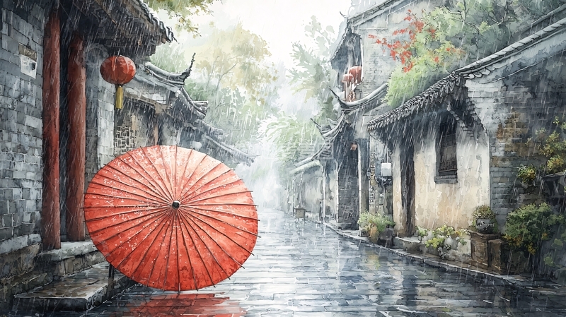 高清大图下载【趣麦麦图】雨中江南古镇