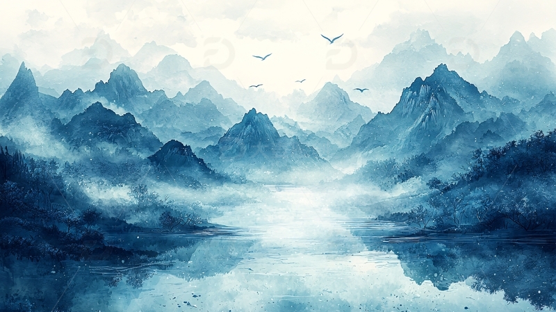 高清大图下载【趣麦麦图】水墨山水画626