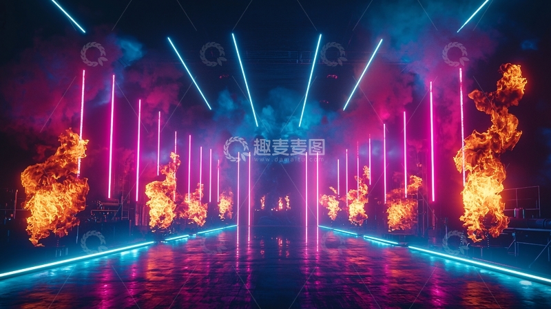 高清大图下载【趣麦麦图】霓虹灯火焰通道