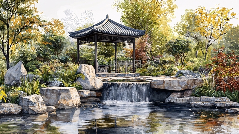 高清大图下载【趣麦麦图】秋日园林景色